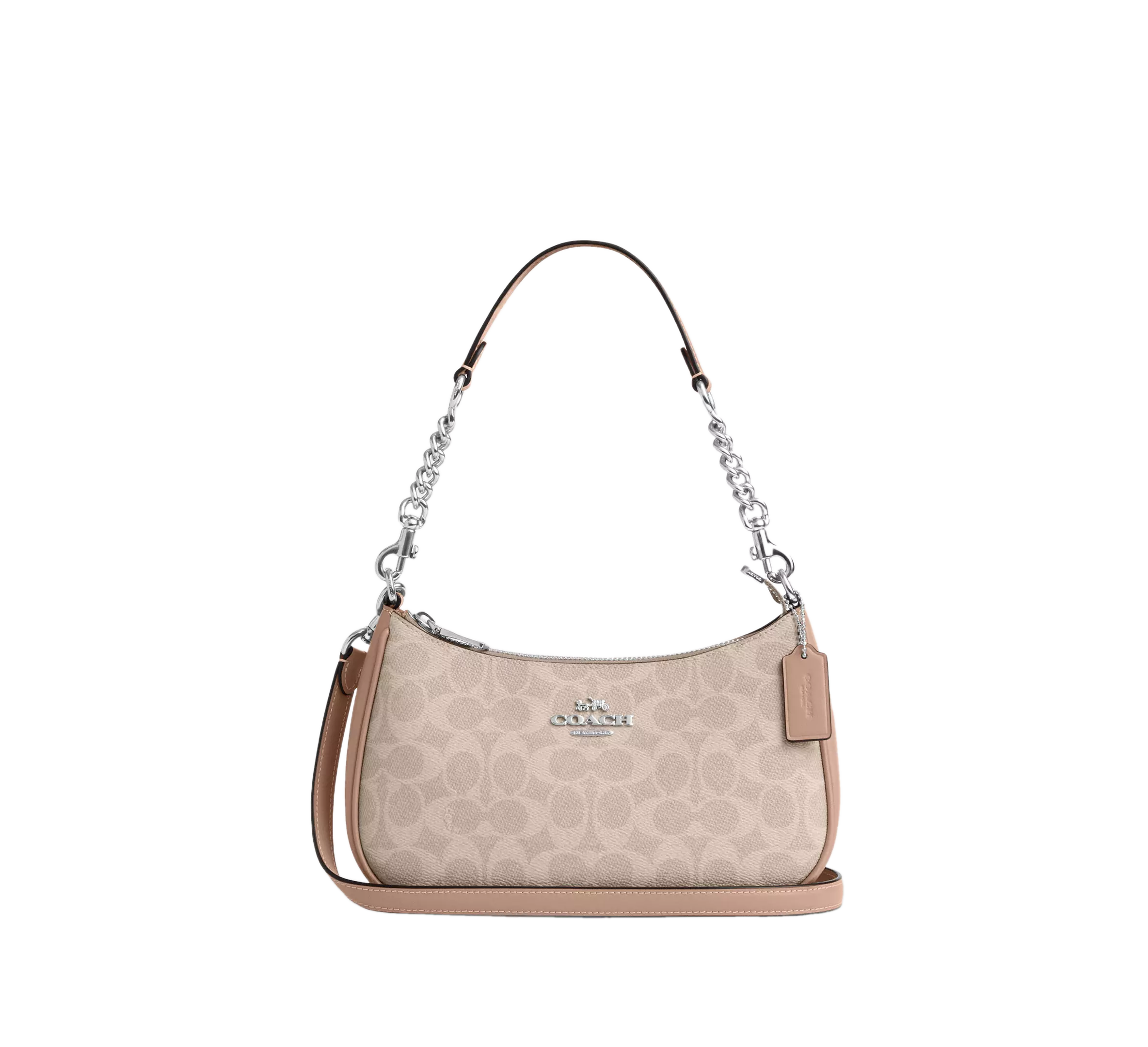 COACH Teri Shoulder Bag In Signature Canvas Silver Sand Taupe
